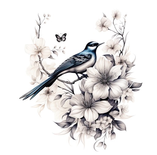 Decal Water Tattoo Lace Flowers Bird Sheet veľký výber TM259
