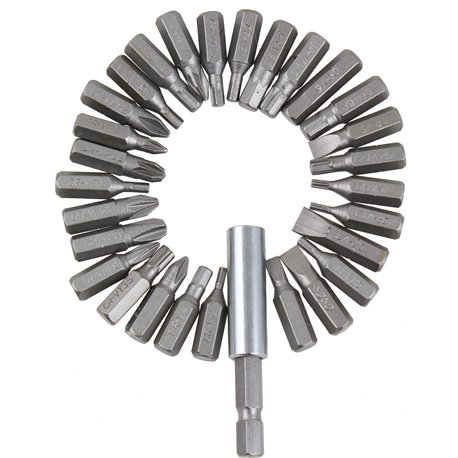 Cr-V súprava krátkych bitov 29 kusov. 1/4' 25 mm magnet