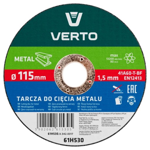 REZNÝ KOTÚČ NA KOV 115X1,5X22,2MM VERTO 61H530
