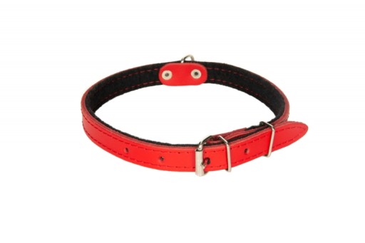 Kožený obojok s filcom psík 40-50cm/20mm Červený