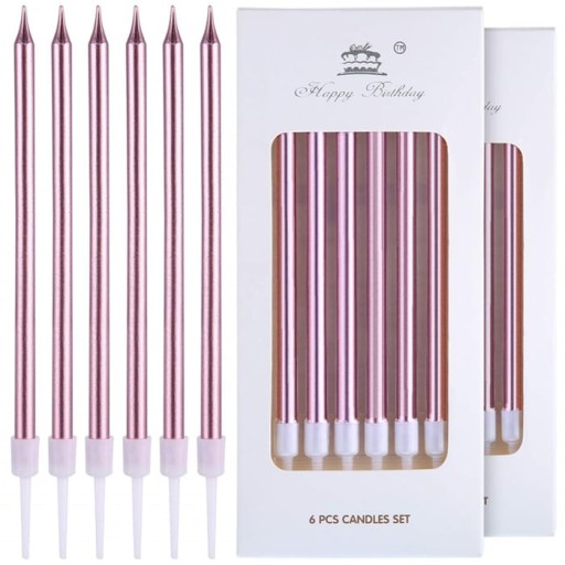 Narodeninové sviečky Rose Gold dlhé 10cm/6ks