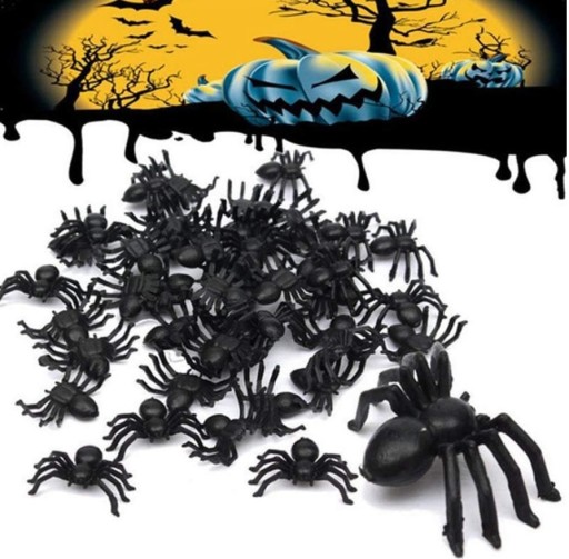 Plastové pavúky na Halloweensku dekoráciu Nechutné 100 ks.