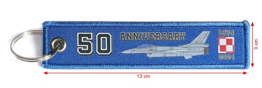 50 rokov ikony letectva F-16, modrá kľúčenka ODSTRÁŇTE PRED LETOM