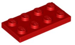 LEGO PLATE 2X4 ČERVENÉ ČÍSLO 3020 - 3 KS