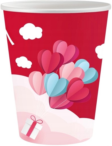 Valentínske papierové poháre lásky 250 ml 6 ks.