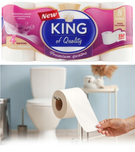 TOALETNÝ PAPIER KING 4 VRSTVOVÝ 8 VALCOV 150 listov ultramäkký