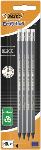 BIC EVOLUTION ČIERNA GRAFITOVÁ ceruzka S GUMA HB SET x4