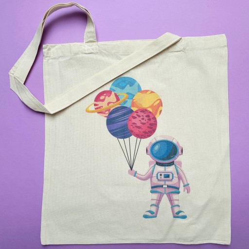 Bavlnená taška s potlačou ASTRONAUTA, ekologická sieťovaná taška