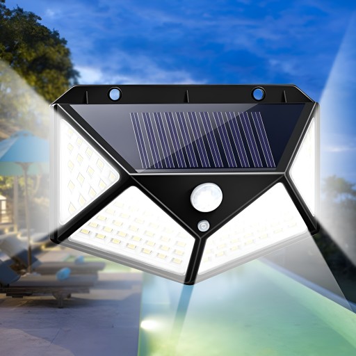 SOLÁRNE NÁstenné ULIČNÉ LAMPA S POHYBOVÝM SNÍMAČOM ZA SÚMRAK, GARDEN 100 LED