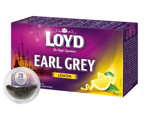 Expres čierny čaj Earl Grey Lemon s bergamotom 20 T. LOYD