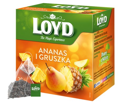 Ovocný čaj v pyramídach Loyd ananás a hruška 20 ks