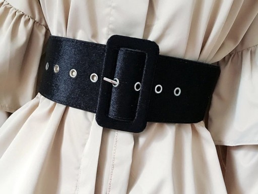 ČIERNY široký zamatový opasok, velúr, elegantná pracka