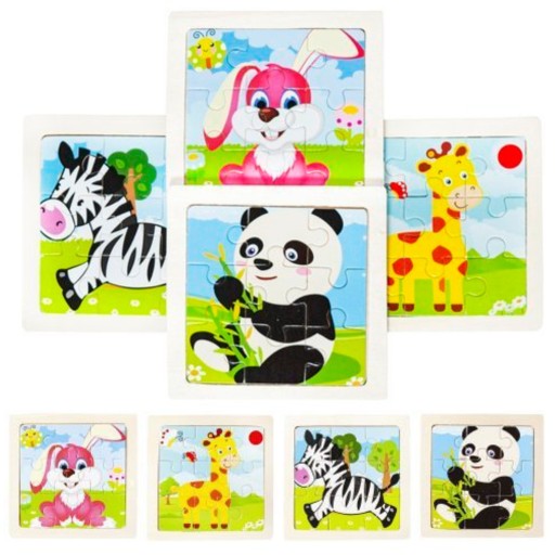 Drevená skladačka - 4 VARIANTY - zebra, králik, žirafa, panda