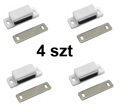 4 x Magnetická západka na nábytok BIELA 46 x 15 mm