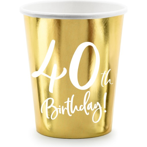 40. narodeniny GOLD papierové poháre 6ks/220ml