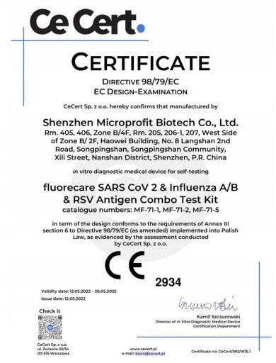 TEST COMBO 4v1 COVID-19, AB Flu, RSV FLUORECARE platnosť 10/2025 - 1 ks