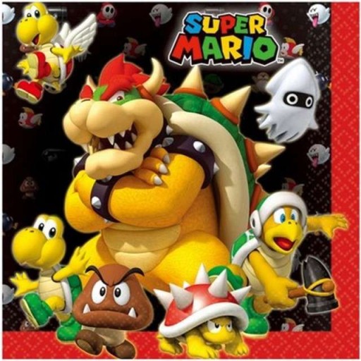 SUPER MARIO a LUIGI obrúsky narodeninové 33cm 20 ks