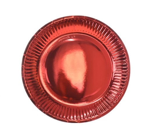 Červené metalické papierové taniere 18 cm, 6 ks, narodeninová oslava, event