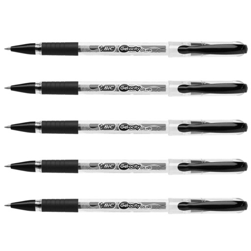 Bic Gelocity Stic výsuvné gélové pero 0,5 mm, čierne, 5 ks