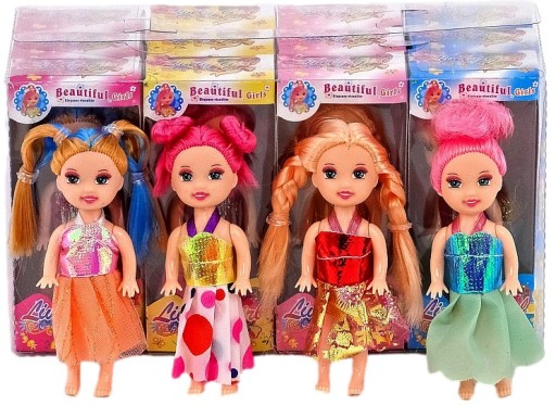 MÓDNE OBLEČENÁ BÁBIKA, minibábika, RÔZNE FARBY