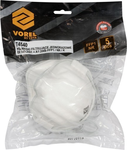 Jednorazové filtračné polomasky ffp1/k 5 ks 74540