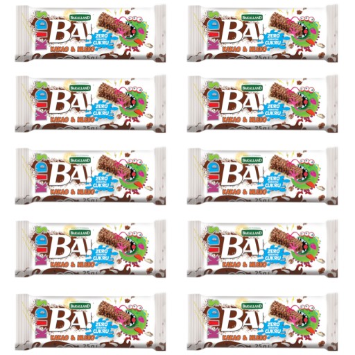 Cereálna tyčinka Bakalland Ba bez cukru pre deti! Detské kakao a mlieko 10x25g