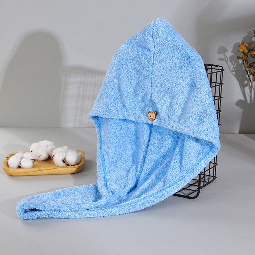 UTERÁK NA SUŠENIE VLASOV Čiapka, hlava, UZÁVIERKA BEAR, Microfiber Blue