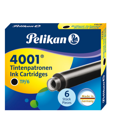 Čierna atramentová kazeta Pelikan 4001, krátka, 6 ks