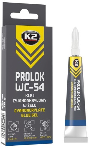 K2 PROLOK WC-54 20ML Kyanoakrylátové gélové super lepidlo, sekundové