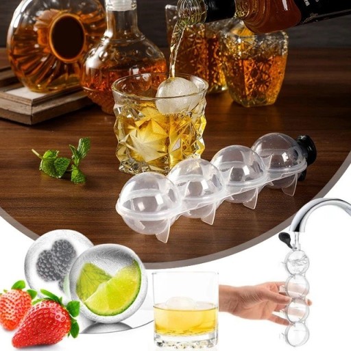 Forma na ľadovú guľu 4 ĽADOVÉ GULIČKY na nápoje WHISKY