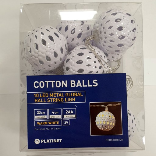 COTTON BALLS lampy, svietiace gule, 10 ks LED, 4 cm