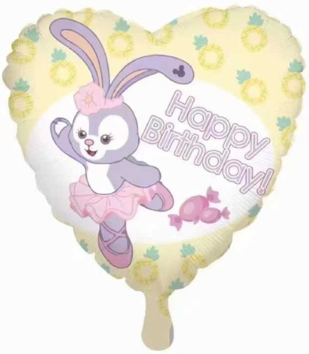BALÓN HEART HAPPY BIRTHDAY ZAJÍČIK NARODENINY 45CM
