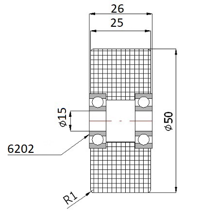 VALČEK fi 50 DVOJITÉ LOŽISKO do 100 kg 15mm