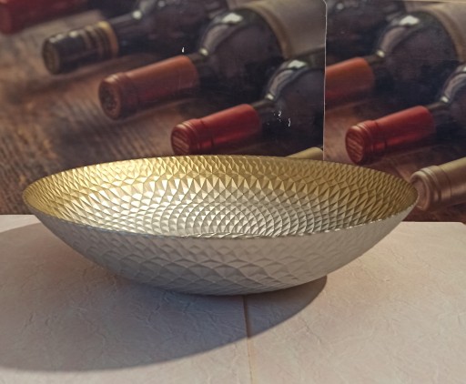 MISKA, VEĽKÝ ZLATÝ ZDOBENÝ SKLENENÝ TANIER, 33CM