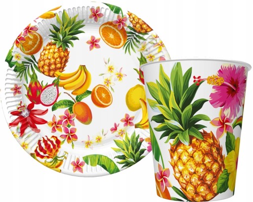 SÚPRAVA hrnčekov a papierových tanierov ALOHA FRUITS 1