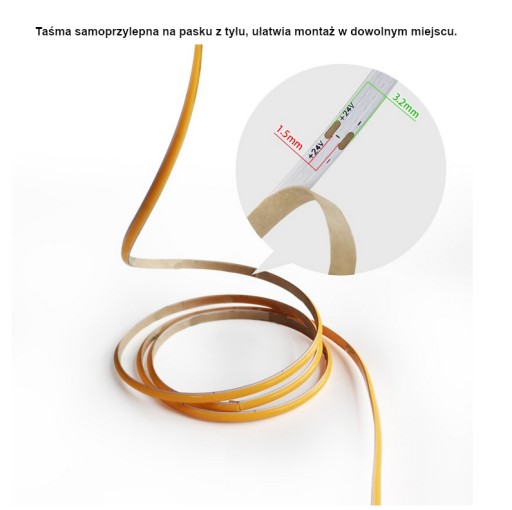 50cm COB páska šírky 4mm 12V neónová ČERVENÁ