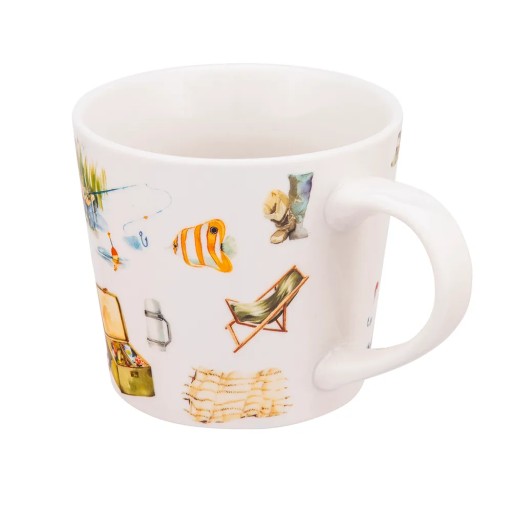Veľký porcelánový hrnček na kávu, darček pre rybára, Altom Design, 400 ml