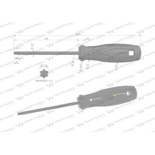 skrutkovač T20. 100 mm oceľ SVCM WARYŃSKI