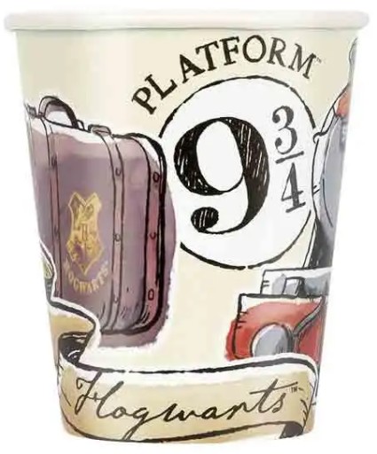 Harry Potter Rokfortské papierové poháre Platforma 9 / 34. narodeniny 266ml 8 ks.