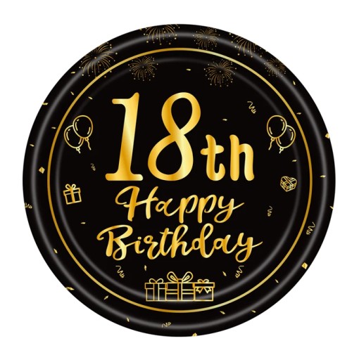 Jednorazové taniere 18. narodeniny HAPPY BIRTHDAY 18 cm 6ks PARTY