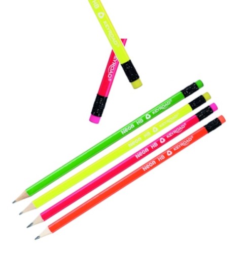 Neon Keyroad trojuholníková drevená ceruzka HB s gumou
