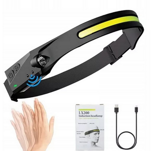 LED HLAVOVÁ LAMPA SNÍMAČ POHYBU HLAVOVÁ LAMPA USB BATÉRIA 41 LED