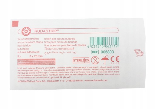 RUDASTRIP Nobamed prúžky na zakrytie rany 3 x 75 mm 5 ks - 1 blister