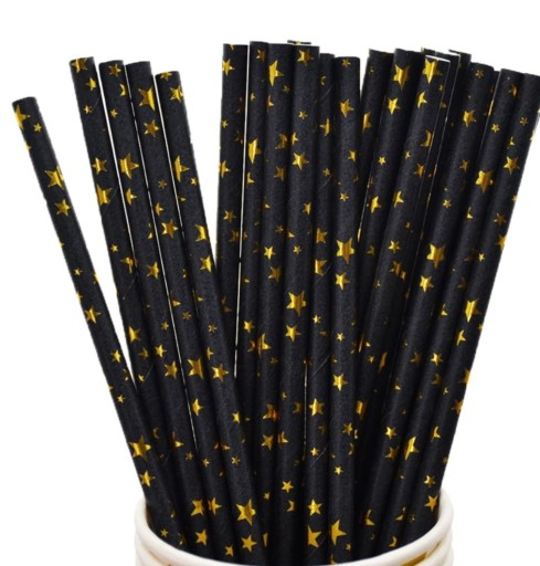 narodeninové slamky BLACK GOLD STARS torta 10s j
