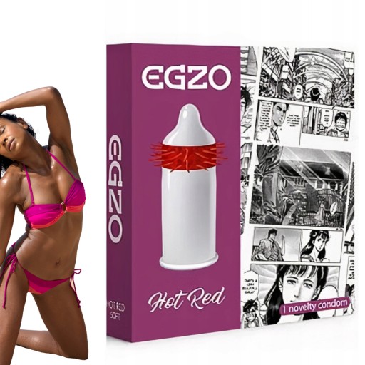 Egzo Hot Red kondóm s cvočkami, 1 kus