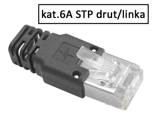 RJ45/8P8C STP zástrčka tienená cat.6A krútená dvojlinka AWG24-27 chvostová spona Telegartner