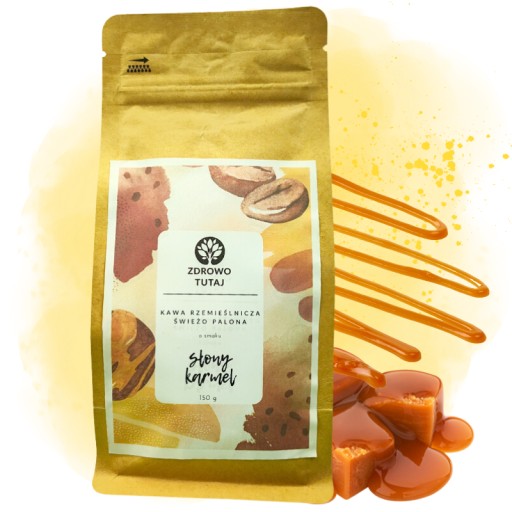 SALTED KARAMEL Zrnková káva Arabica s karamelovou príchuťou, čerstvo pražená, 150 g