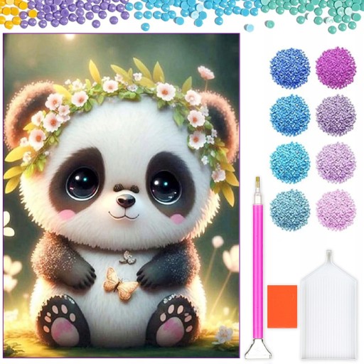 DIAMANTOVÁ VÝŠIVKA Diamantová maľba Diamantová mozaika pre deti Súprava Panda