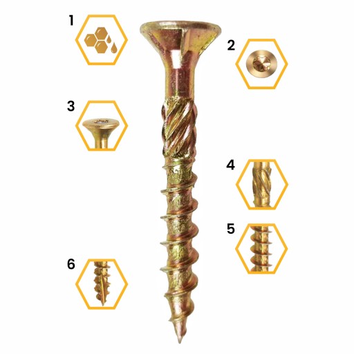 TESÁRSKE SKRUTKY DO DREVA 4,5x30 TAPERED TORX 200 ks CS 45030 DOMAX