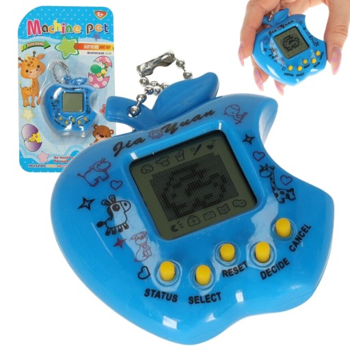 Hračka Tamagotchi, elektronická hra s modrým jablkom
